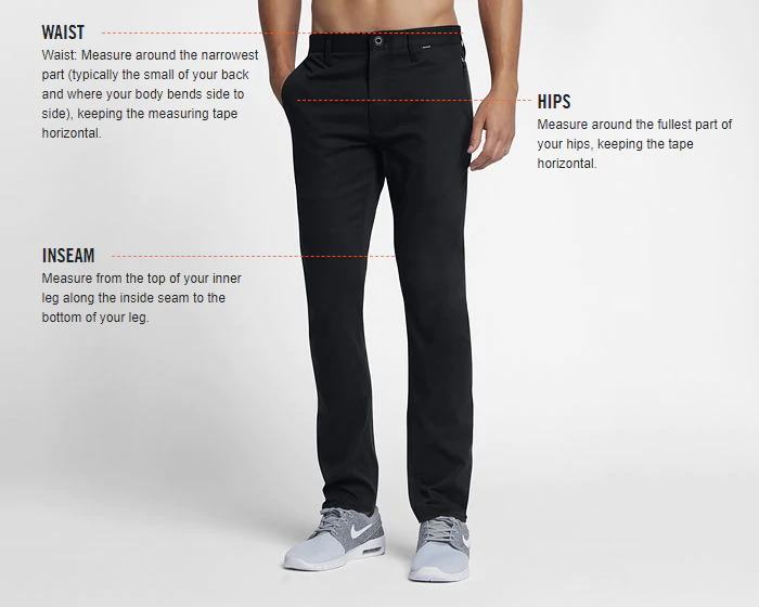 mens bottoms size chart